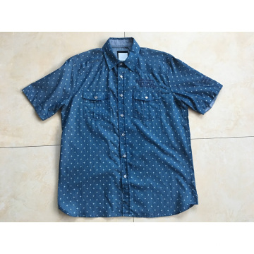 Denim Fabric Man Short Sleeve Shirt